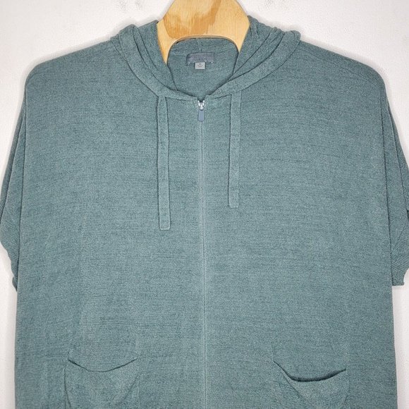 Barefoot Dreams 2X Blue‎ Spruce Cozychic Ultra Lite Short Sleeve Zip Up Hoodie - Picture 3 of 6